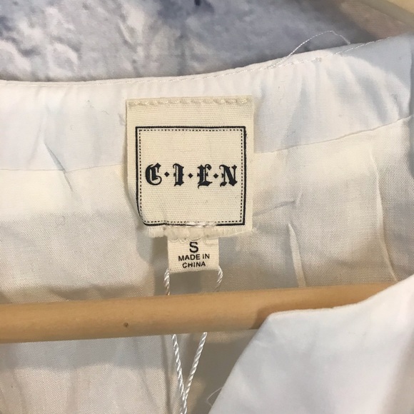 Cien Puff Sleeve V Neck Crop Top Blouse Wrap Tie Waist White Womens Small NWT - Picture 5 of 6